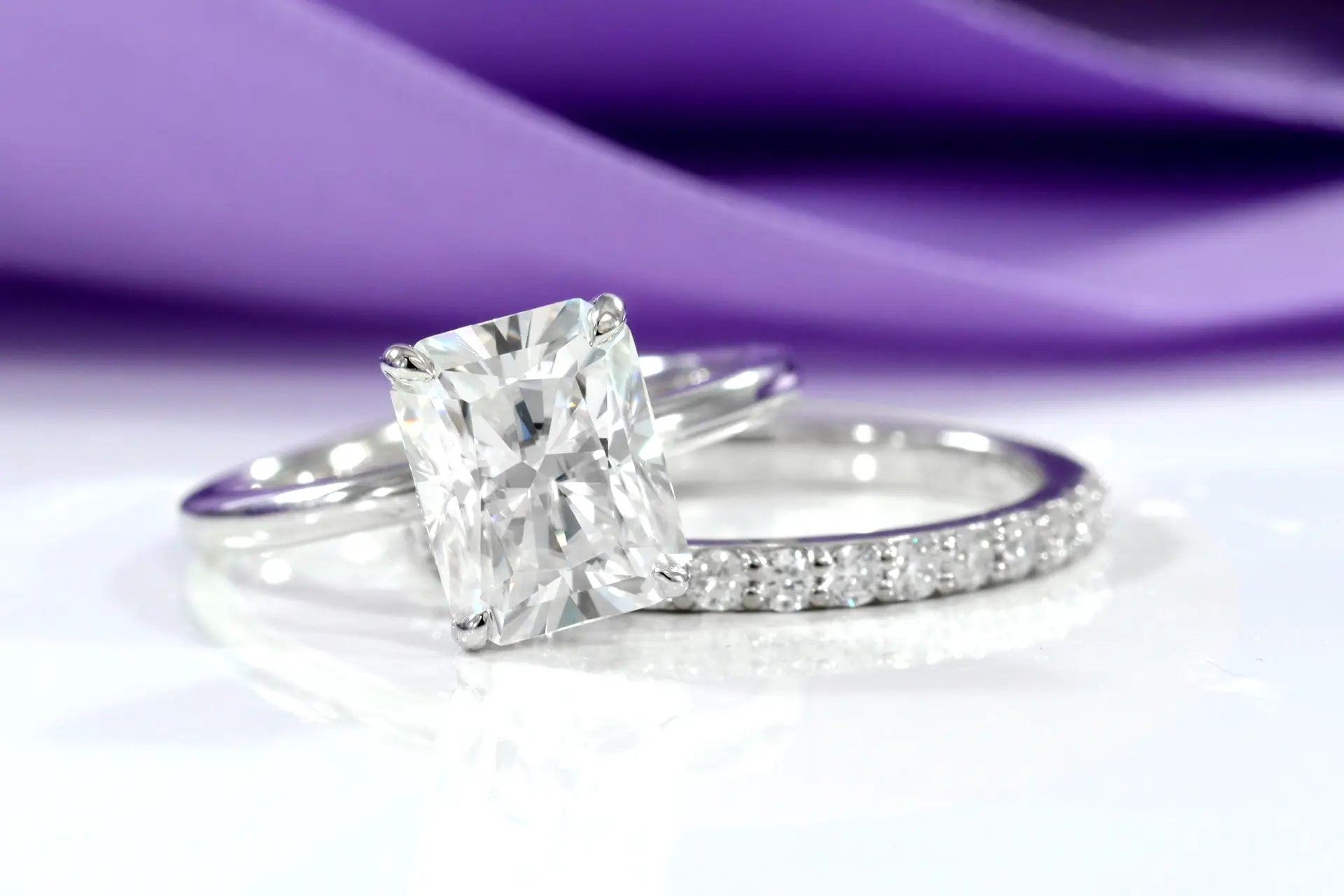 Pave Set Round Lab Grown Diamond Wedding Bands