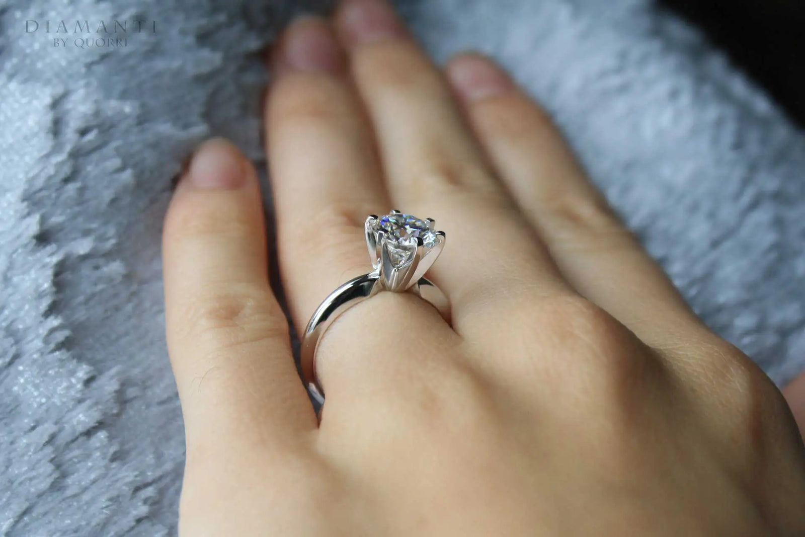 14k gold six prong round brilliant lab grown diamond solitaire engagement ring Quorri Canada