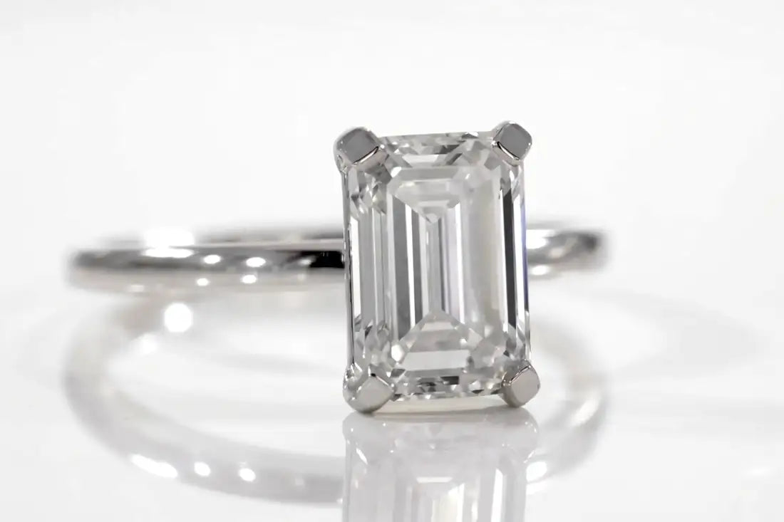 affordable 18k white gold 2-carat emerald lab grown diamond engagement ring Quorri Toronto Canada