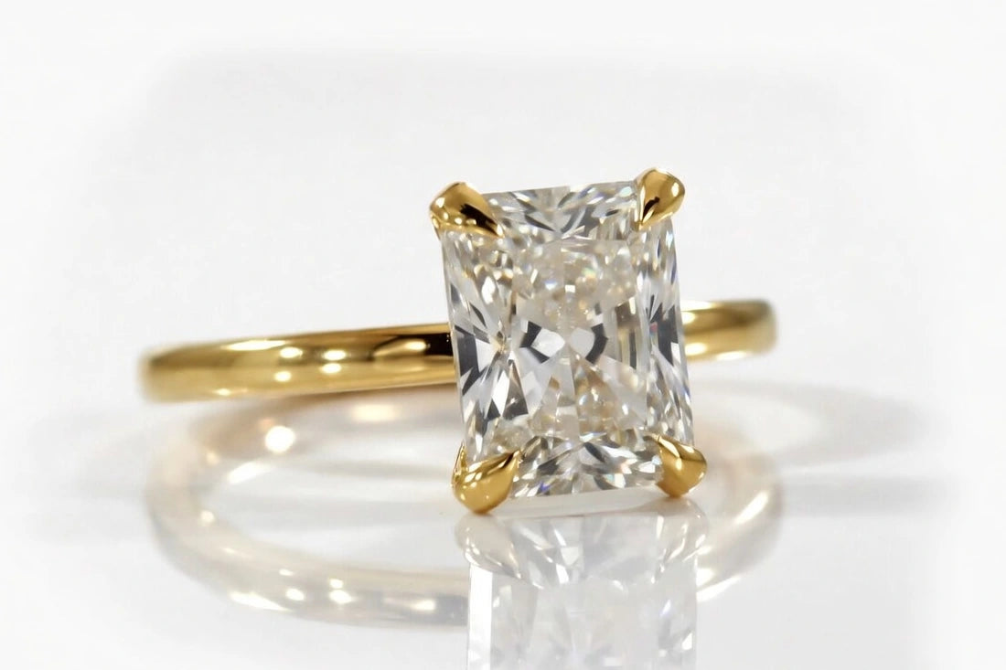 2 carat yellow gold  emerald lab grown diamond engagement ring - Quorri