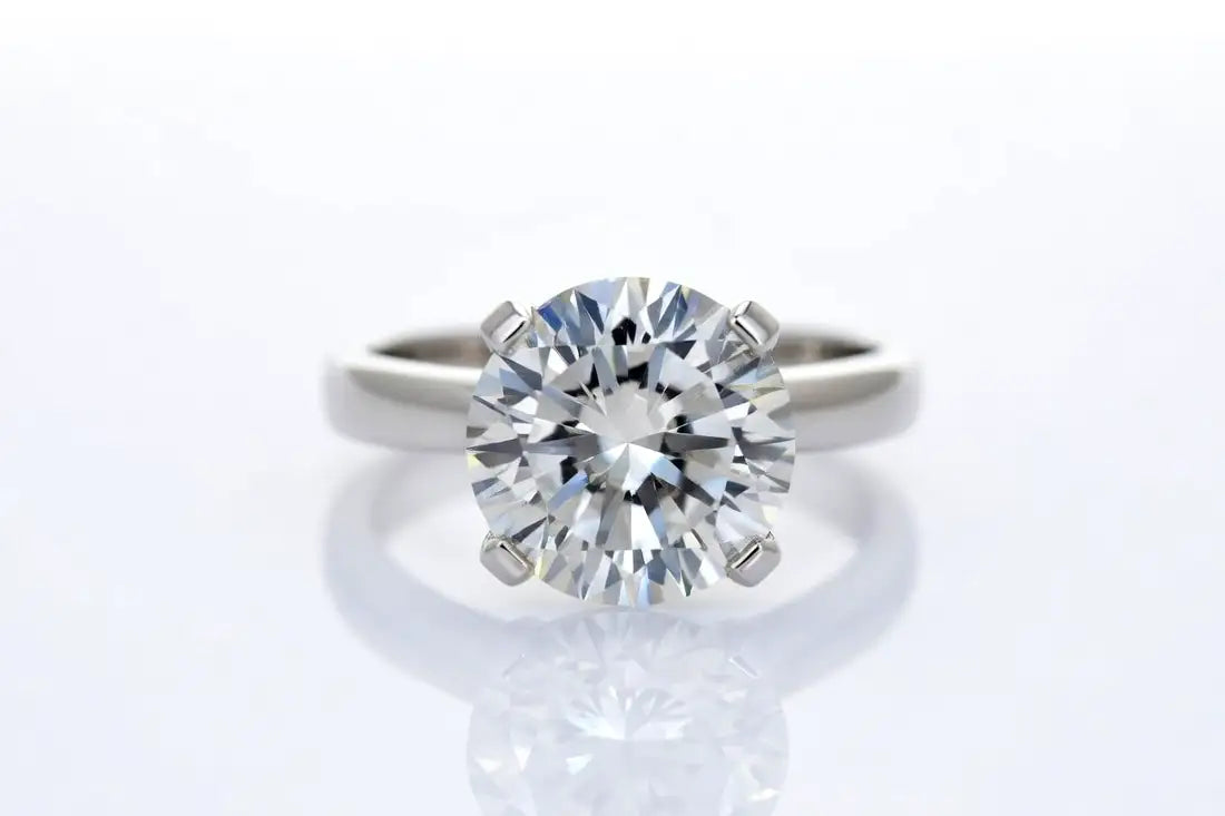 wide band solitaire set with round brilliant lab diamond engagement ring by quorri canada