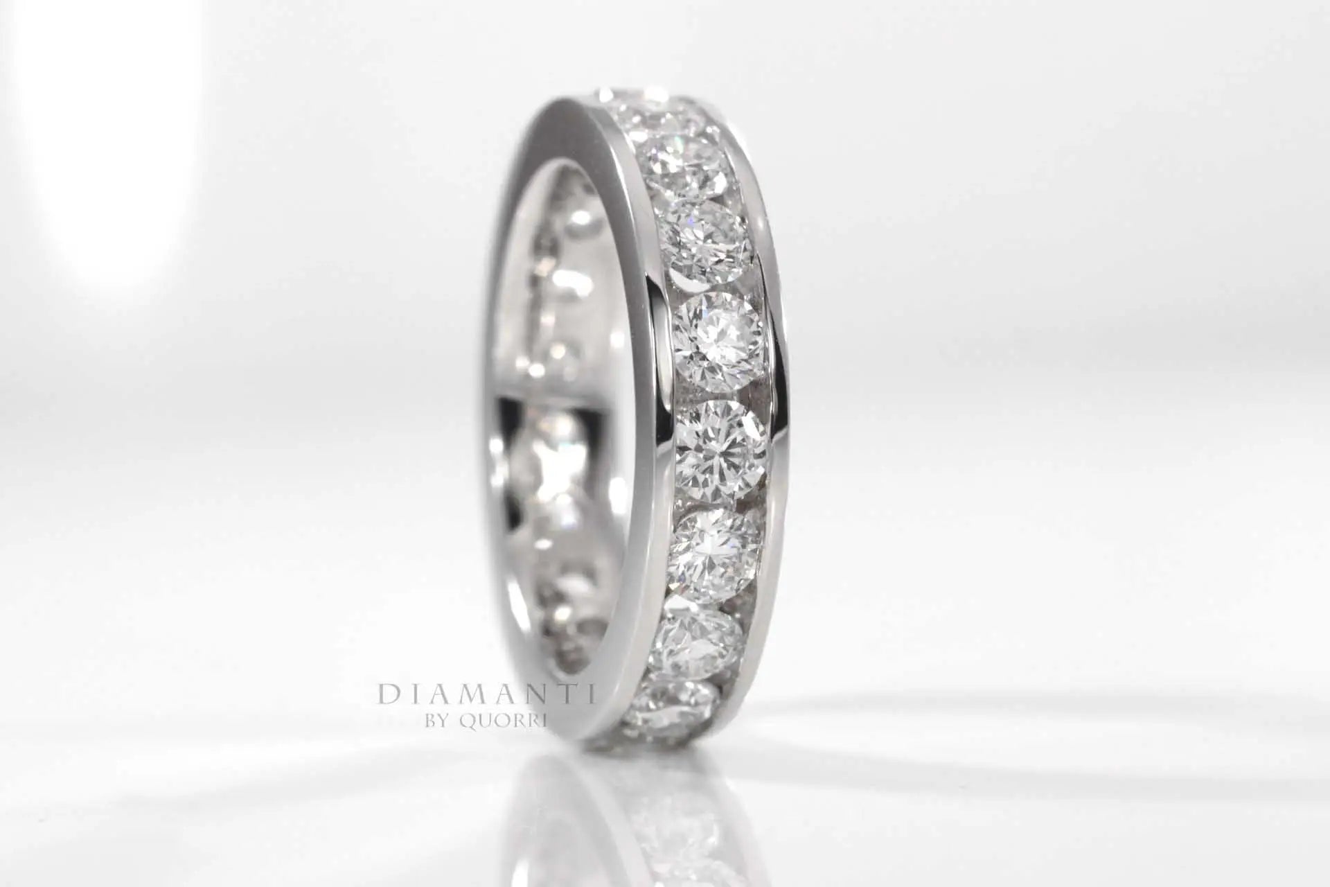 platinum designer 2ct.tw round channel set eternity anniversary and wedding band Quorri