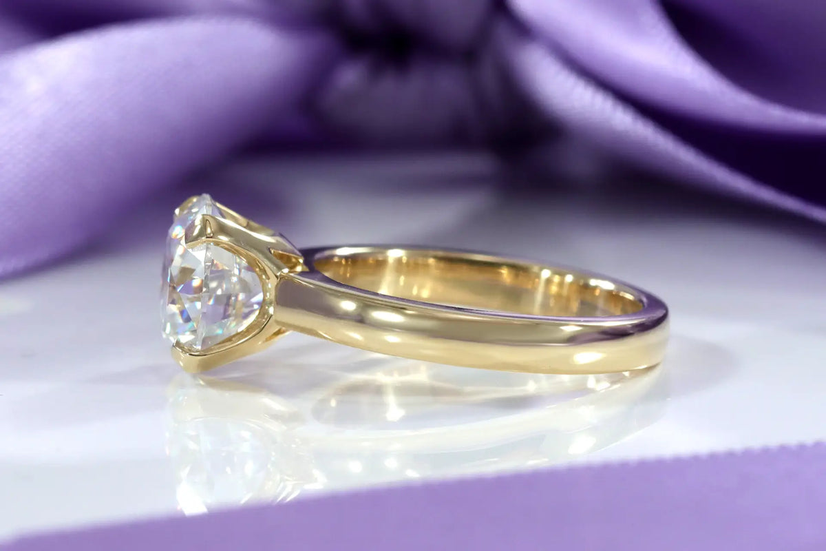 3.0  carat 18k  yellow gold affordable four prong round brilliant lab diamond engagement ring