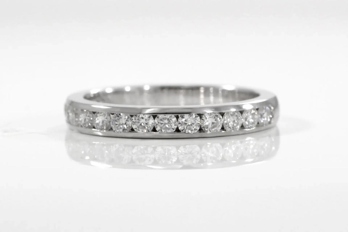 designer inspired channel set 1ct.tw round brilliant lab diamond wedding anniversary band Quorri