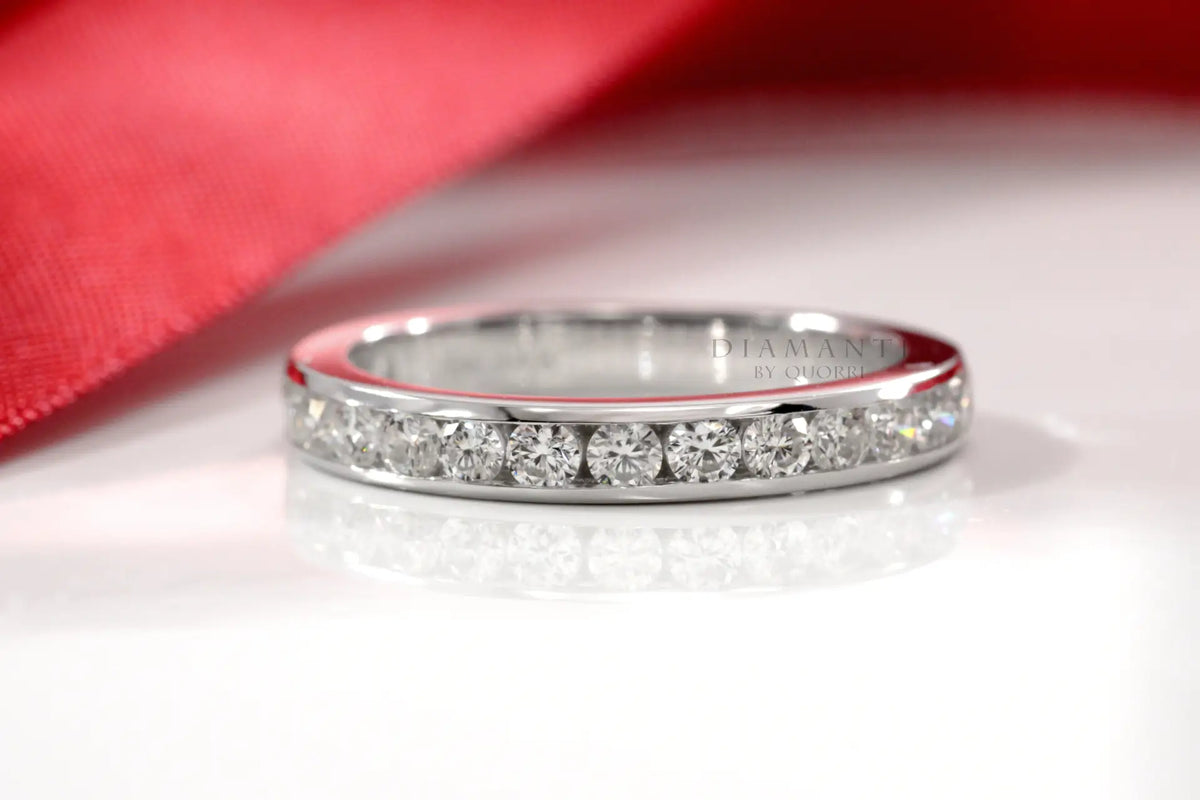 channel set 1ct.tw round brilliant lab diamond wedding anniversary band Quorri