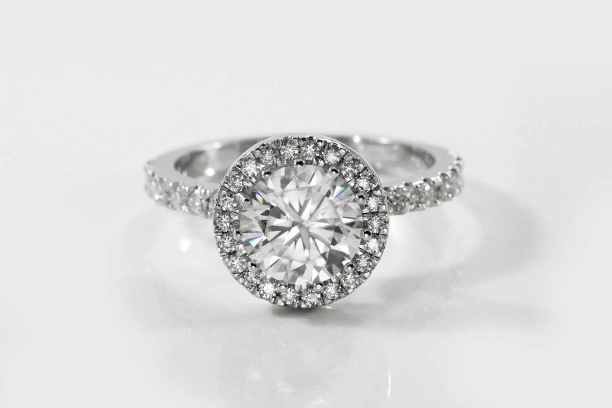 designer platinum invisible halo 2 carat round lab made diamond engagement ring Quorri 