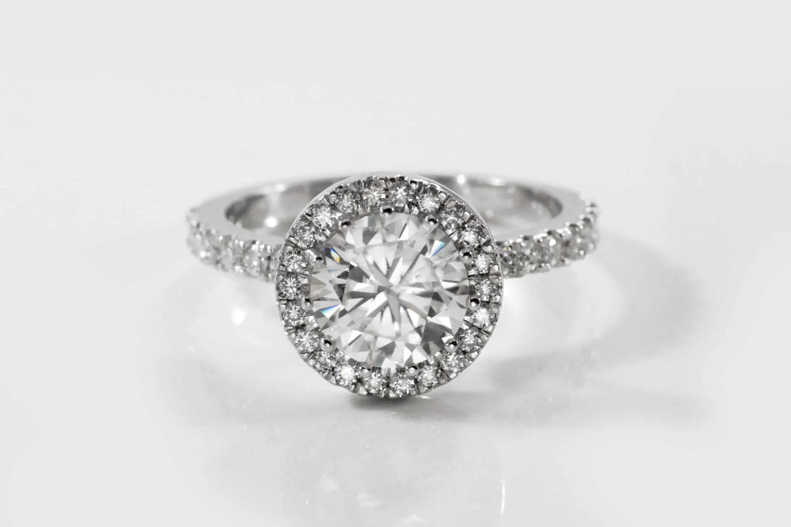 designer platinum invisible halo 2 carat round lab made diamond engagement ring Quorri 