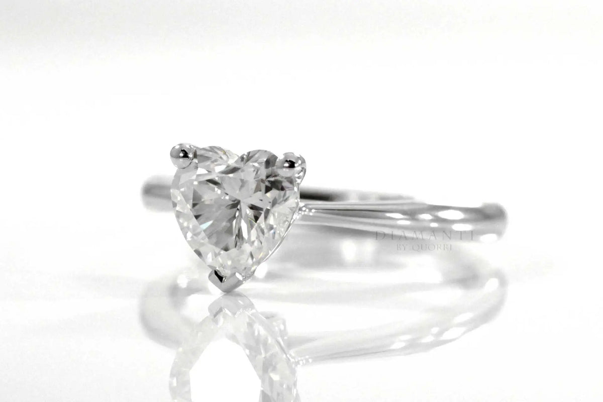 platinum low cost solitaire heart lab grown diamond engagement ring