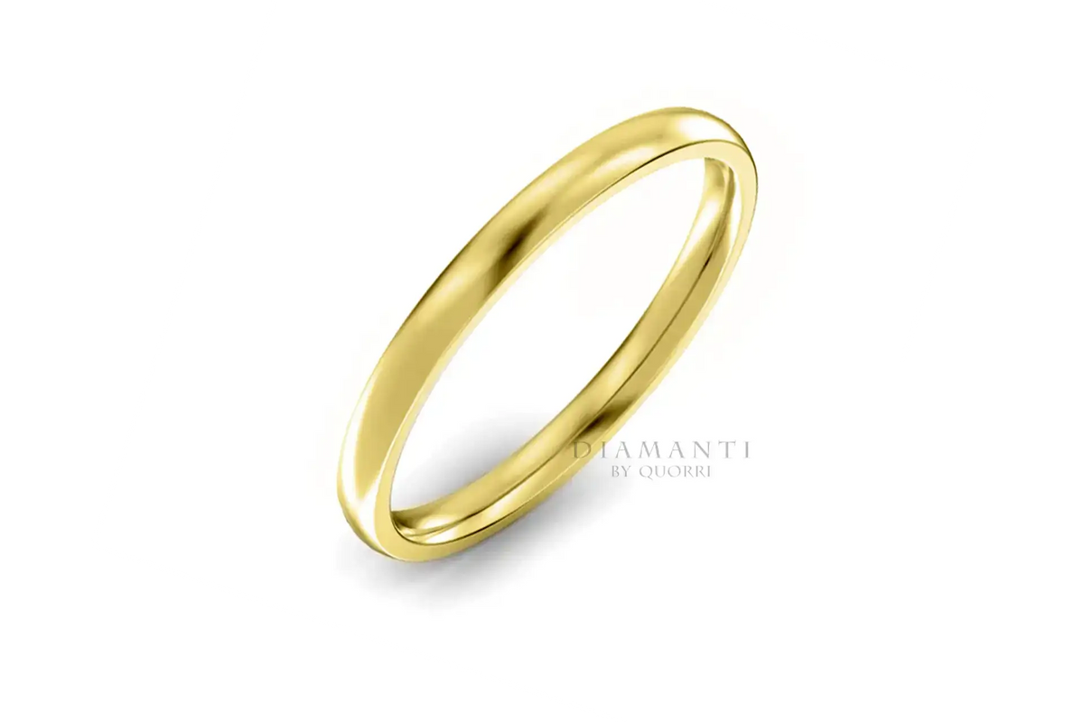 classic solid yellow gold plain women&#39;s wedding band at Quorri