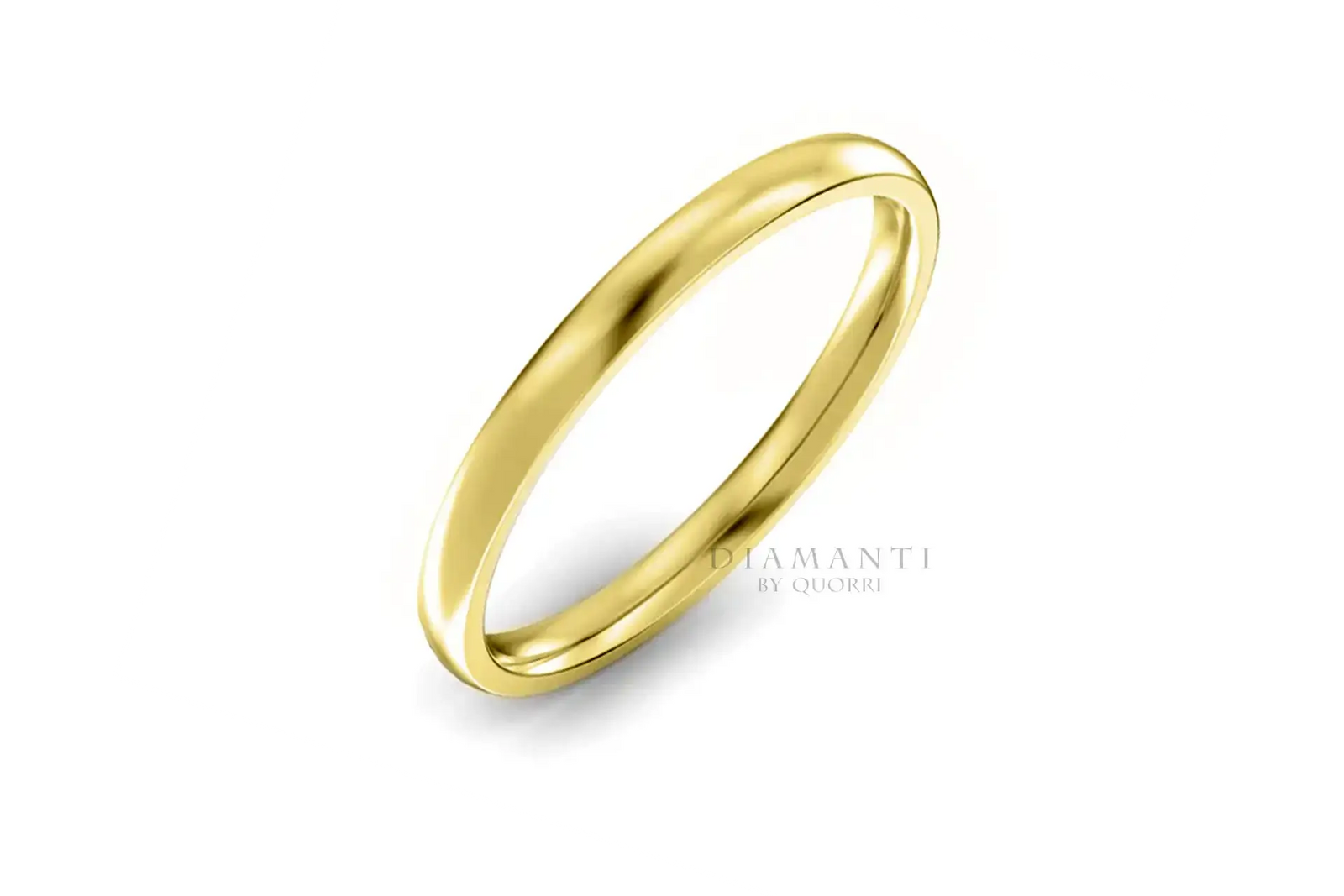 classic solid yellow gold plain women's wedding band at Quorri
