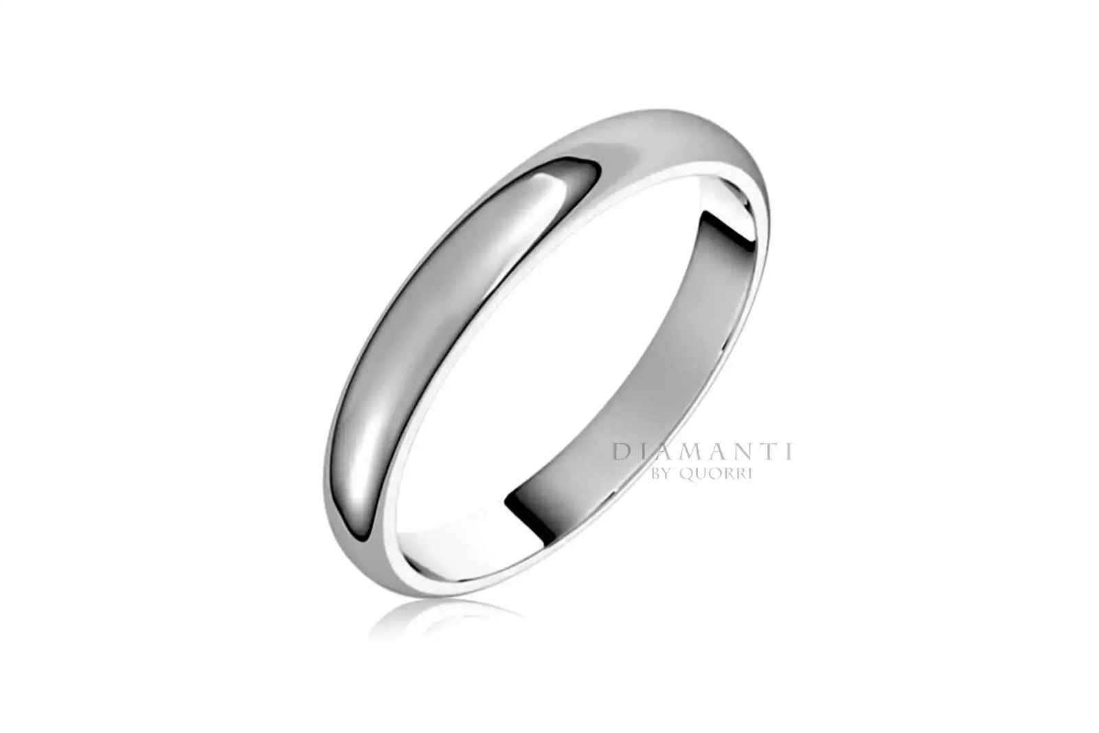 classic solid white gold half dome women's wedding band at Quorri