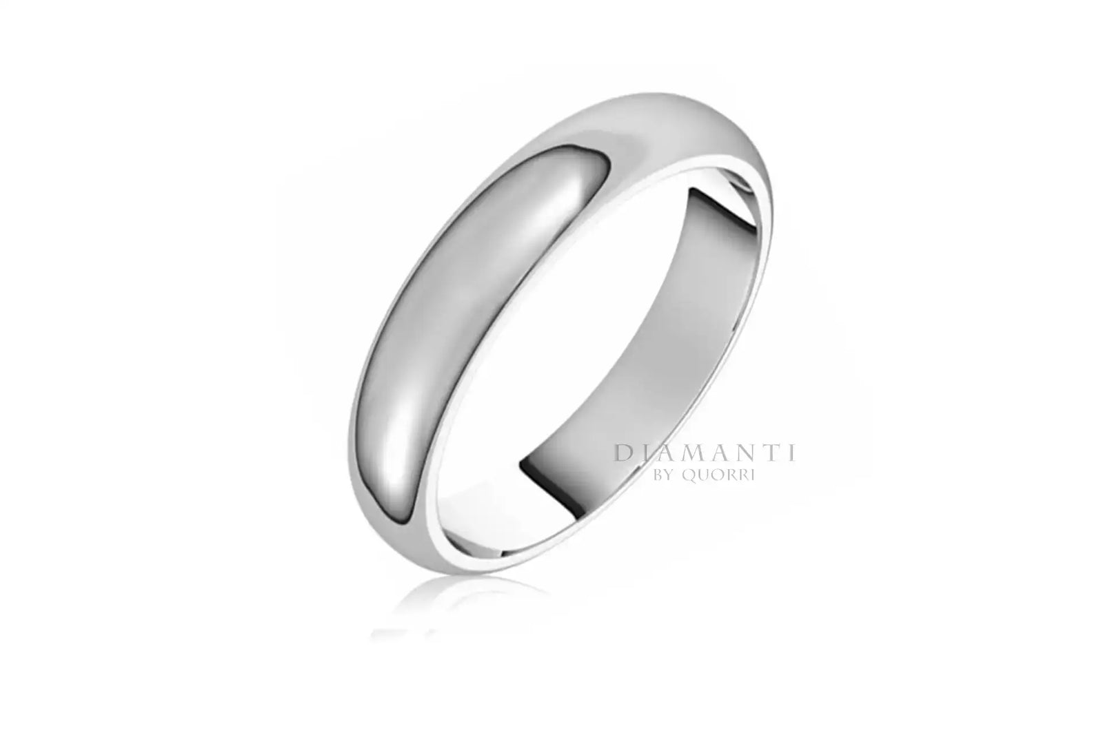 classic solid white gold plain 4mm women's wedding band at Quorri