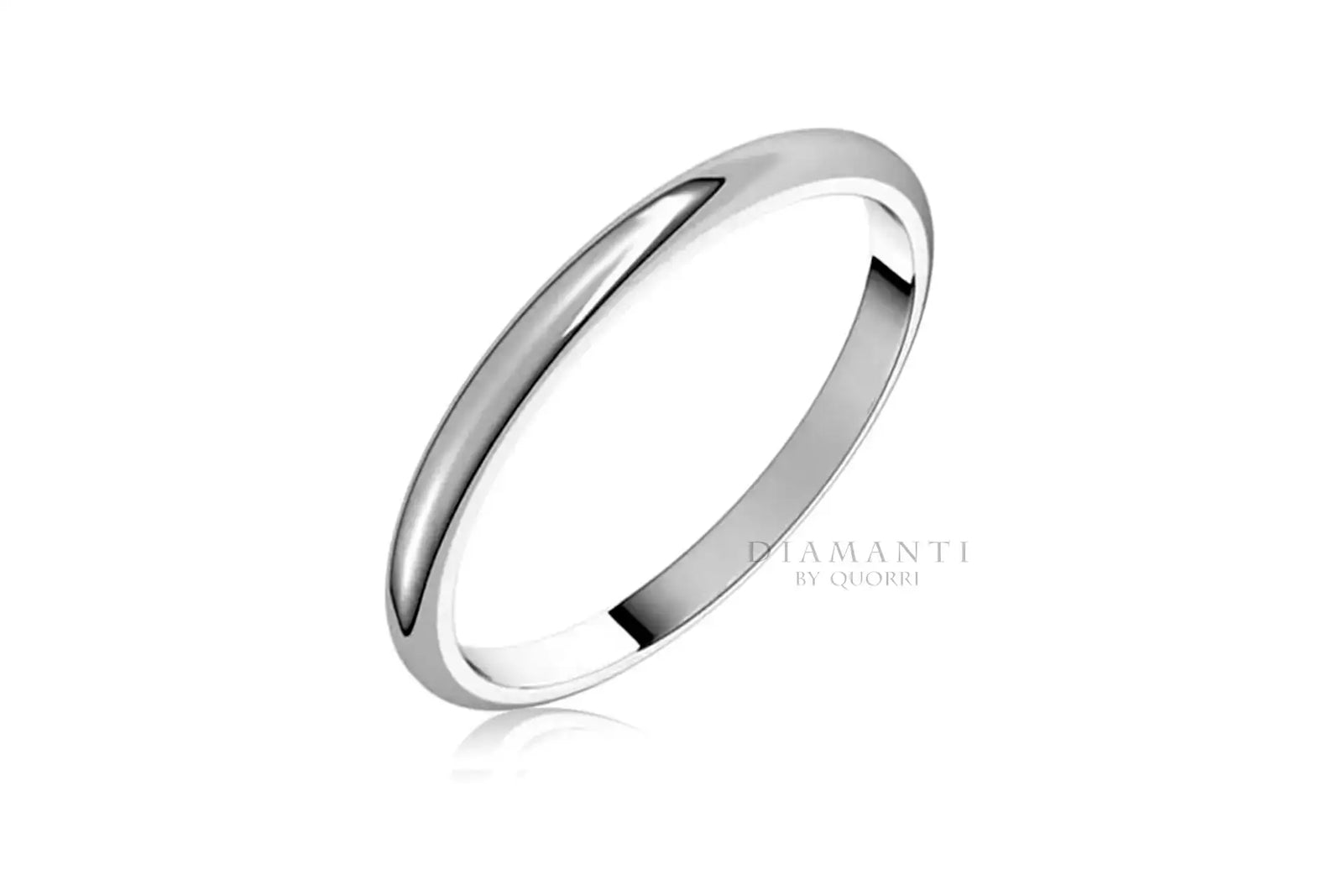 classic solid white gold plain 2mm women's wedding band at Quorri