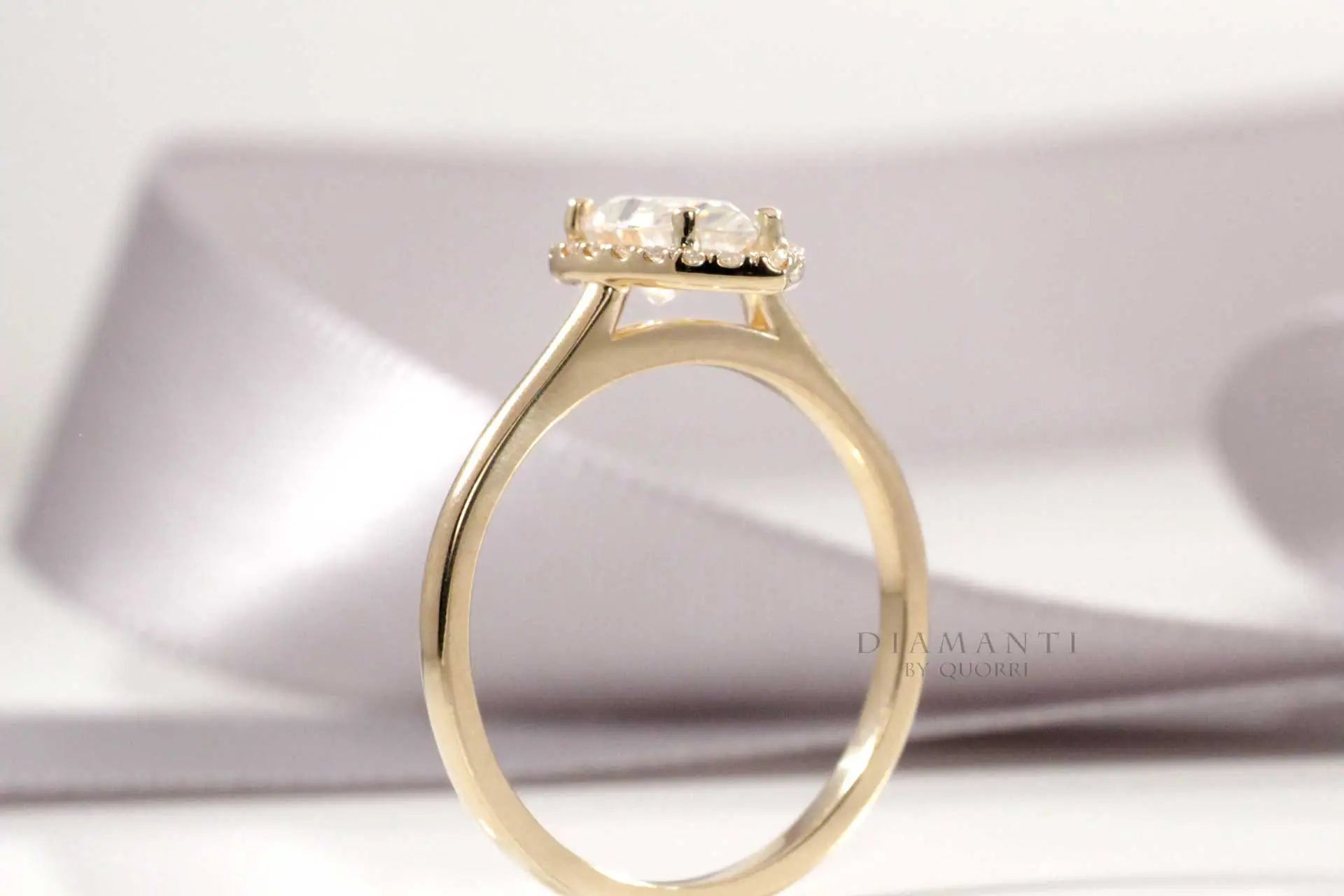 2ct pear halo lab made diamond engagement ring Quorri Canada