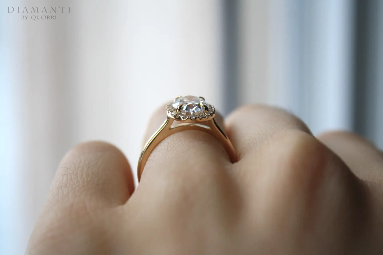 low cost designer 4 claw prong 2 carat oval lab diamond engagement ring Quorri