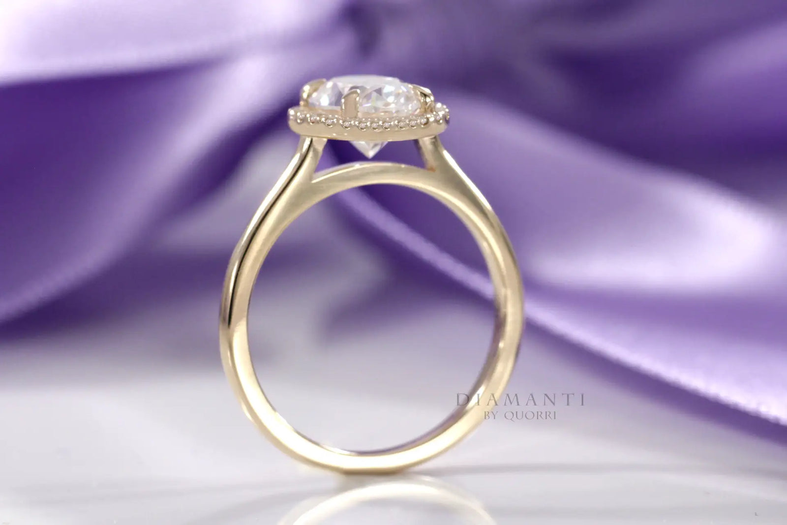 18k yellow affordable claw prong oval lab diamond engagement ring Quorri