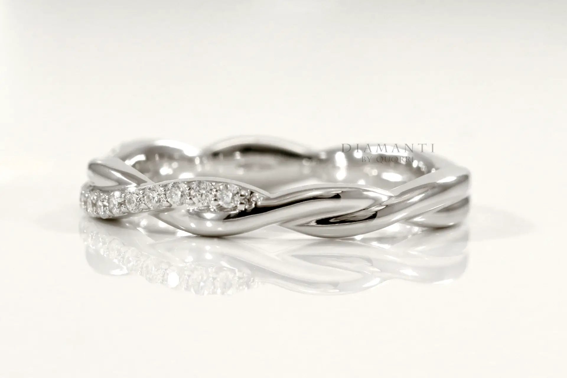 platinum intertwine twist round lab created diamond wedding band Quorri