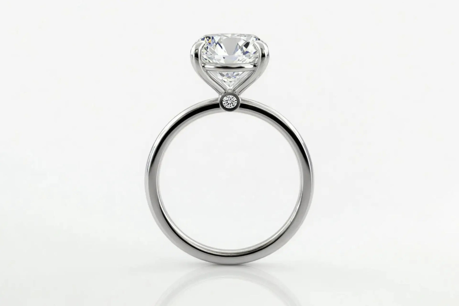 cushion cut lab diamond engagement ring with diamond accent by Quorri Canada