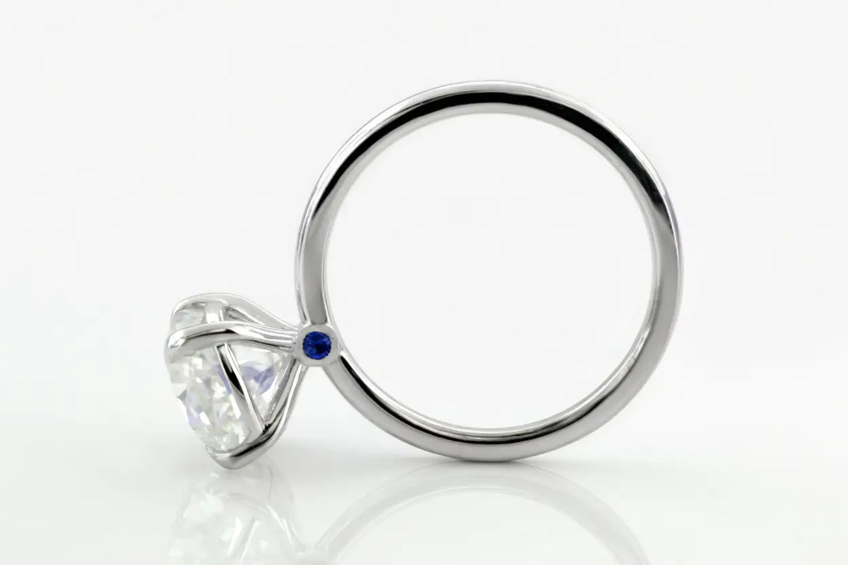 cushion cut lab diamond engagement ring with birthstone accent Quorri Canada
