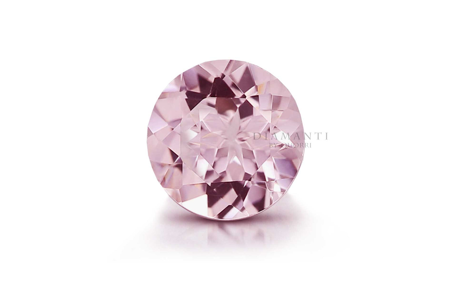 2 carat round brilliant peachy pink lab grown morganite Quorri