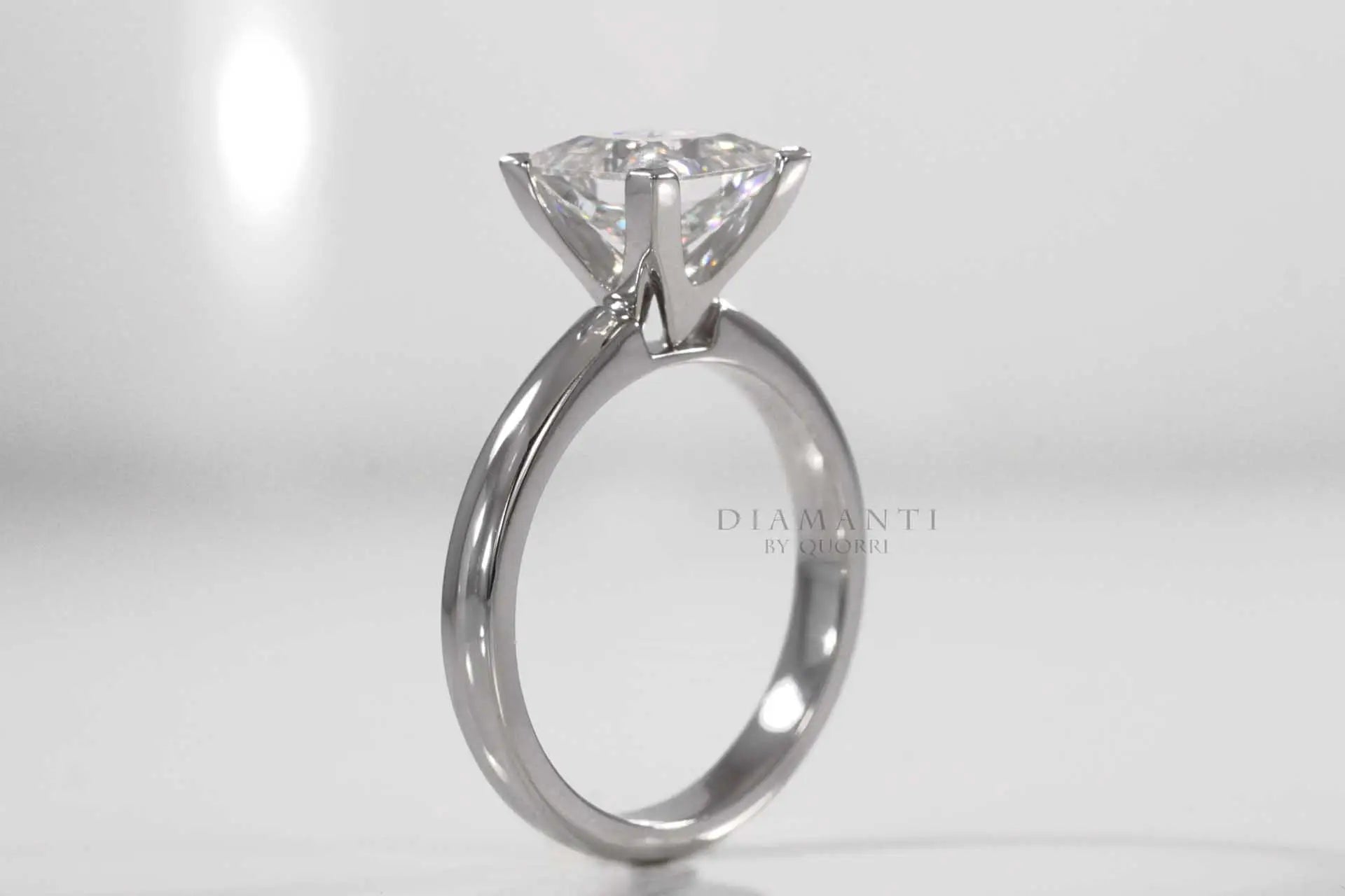 v prong princess cut lab grown diamond solitaire engagement ring