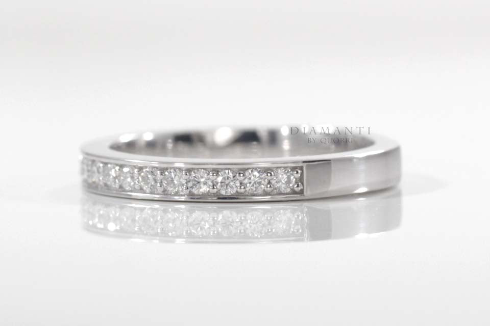 affordable designer Millgrain detailed white gold .50ct.tw lab diamond wedding band Quorri