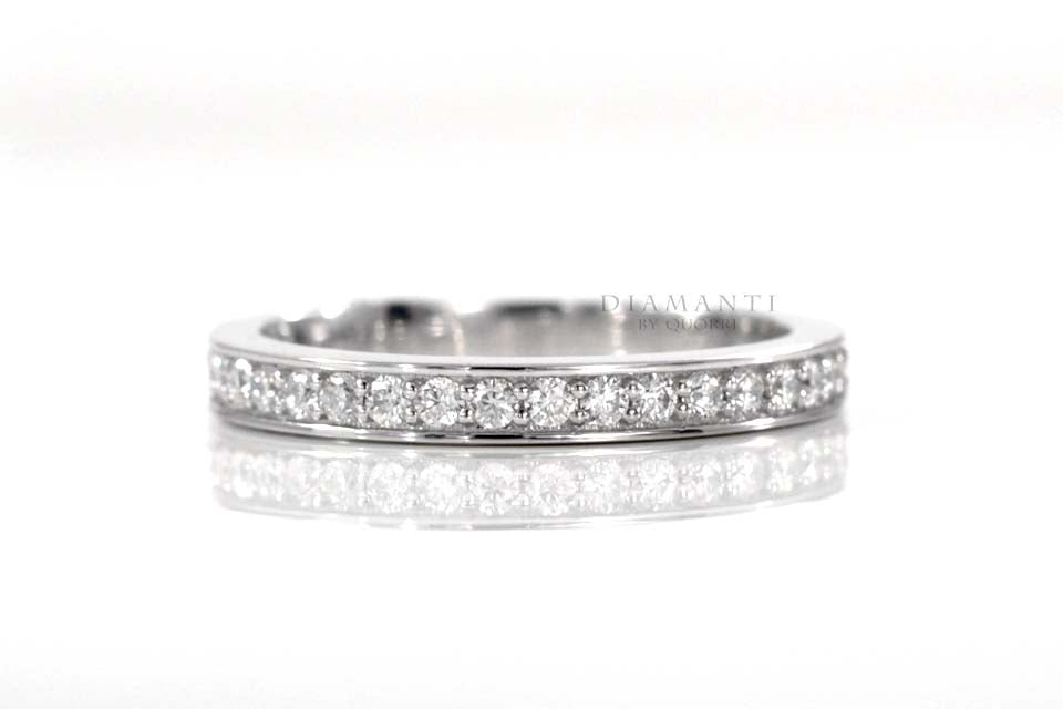 designer Millgrain detailed white gold lab diamond wedding band Quorri