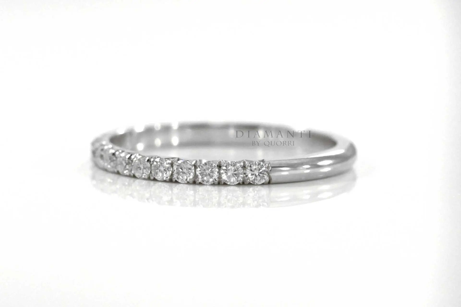 18k white gold affordable designer round lab grown diamond wedding band Quorri