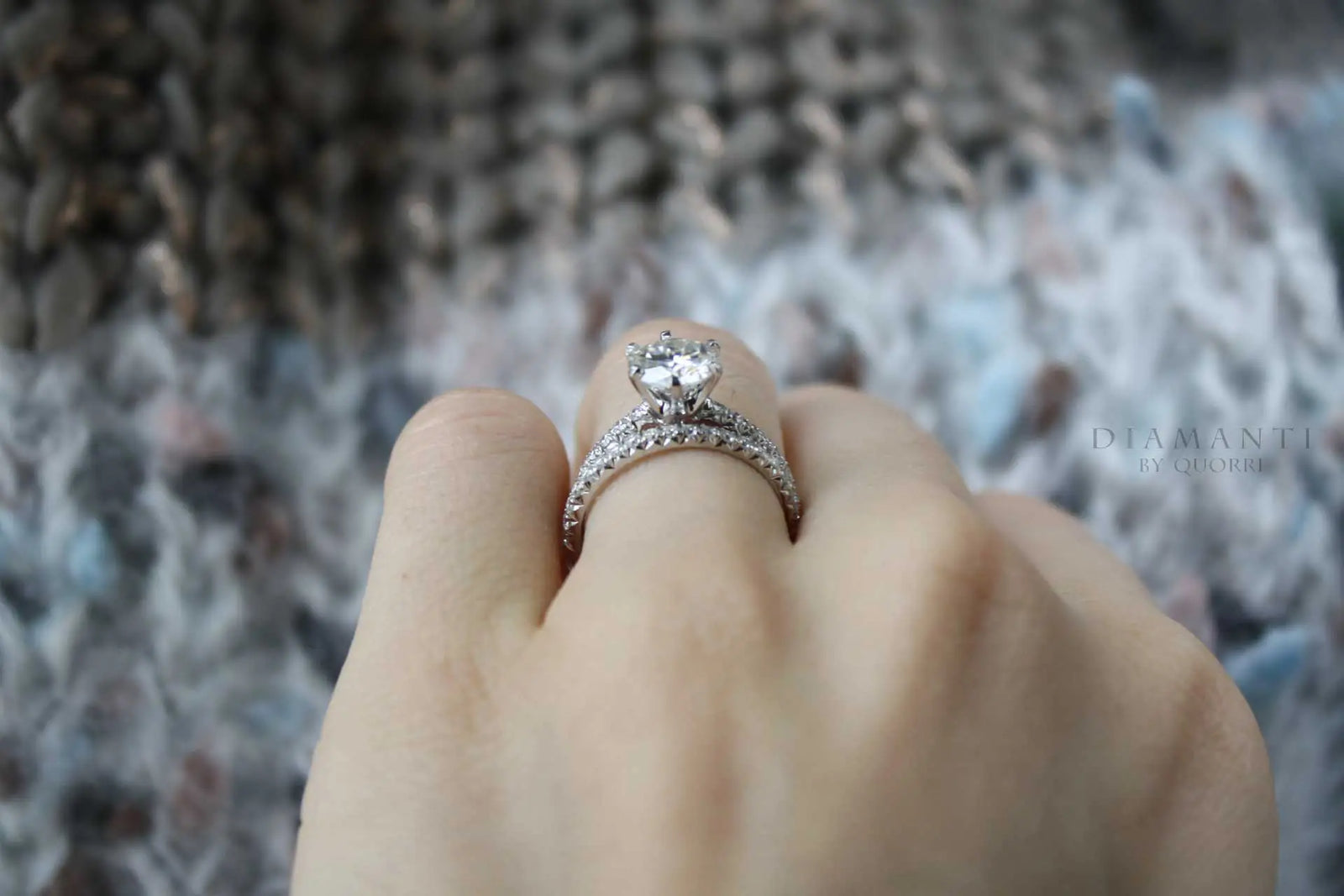 14k white gold affordable designer 2 carat round lab created diamond wedding band Quorri