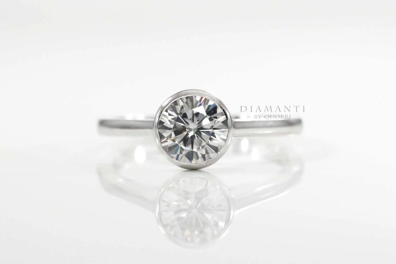 affordable bezel set round lab diamond engagement ring Quorri