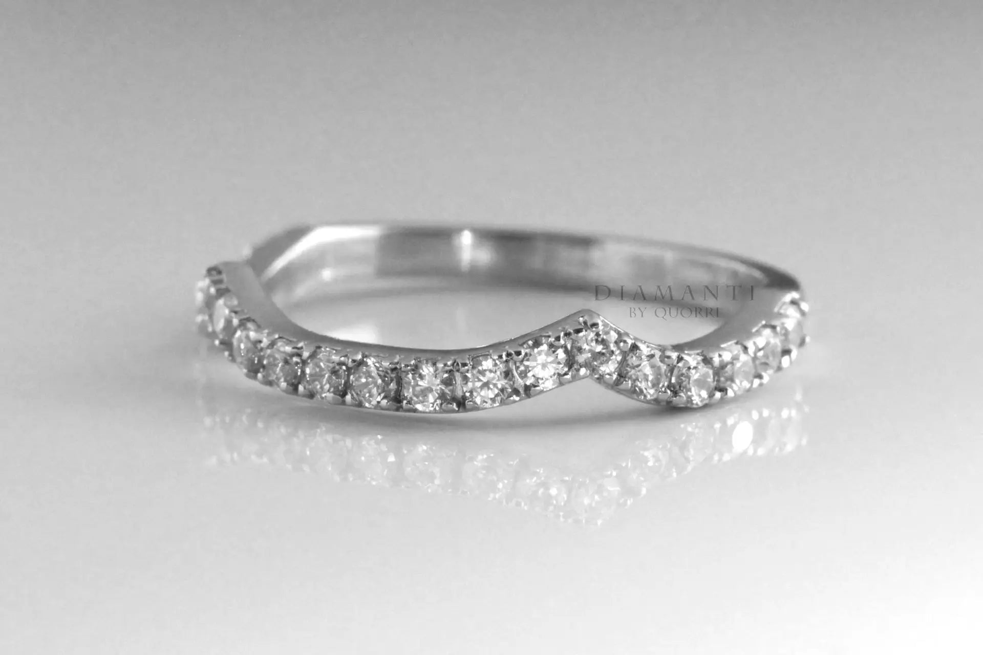 18k white gold round brilliant lab grown diamond wedding band Quorri