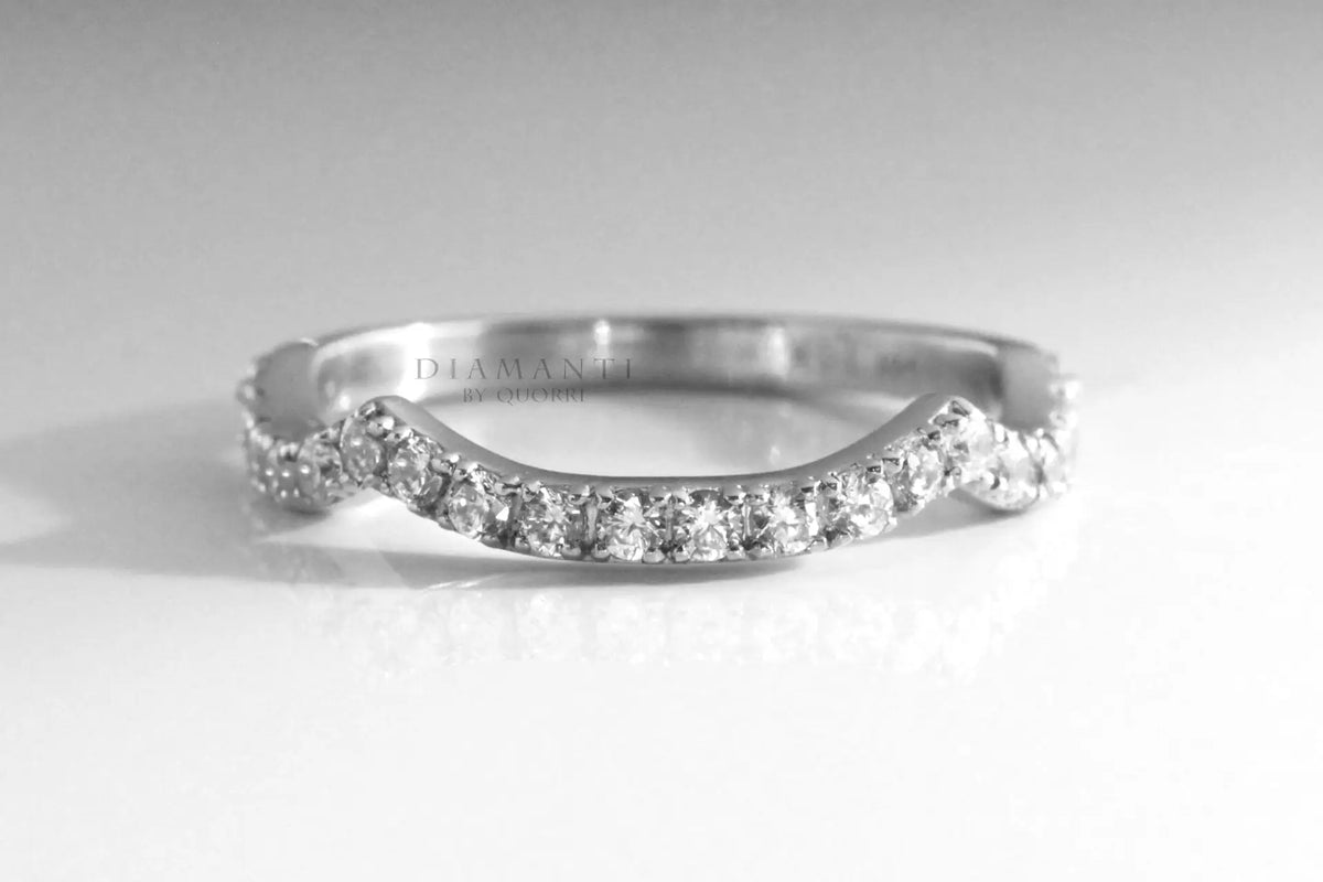 white gold round brilliant lab diamond wedding band Quorri