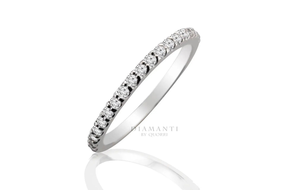 white gold designer scalloped round accented lab diamond wedding band Quorri