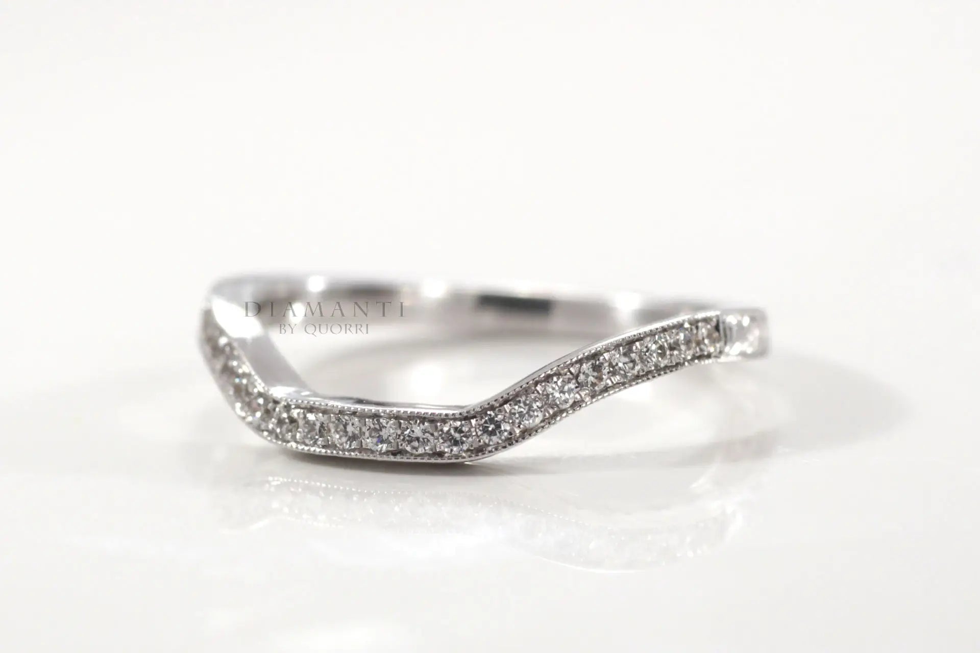 white gold affordable round lab diamond wedding bands at Quorri