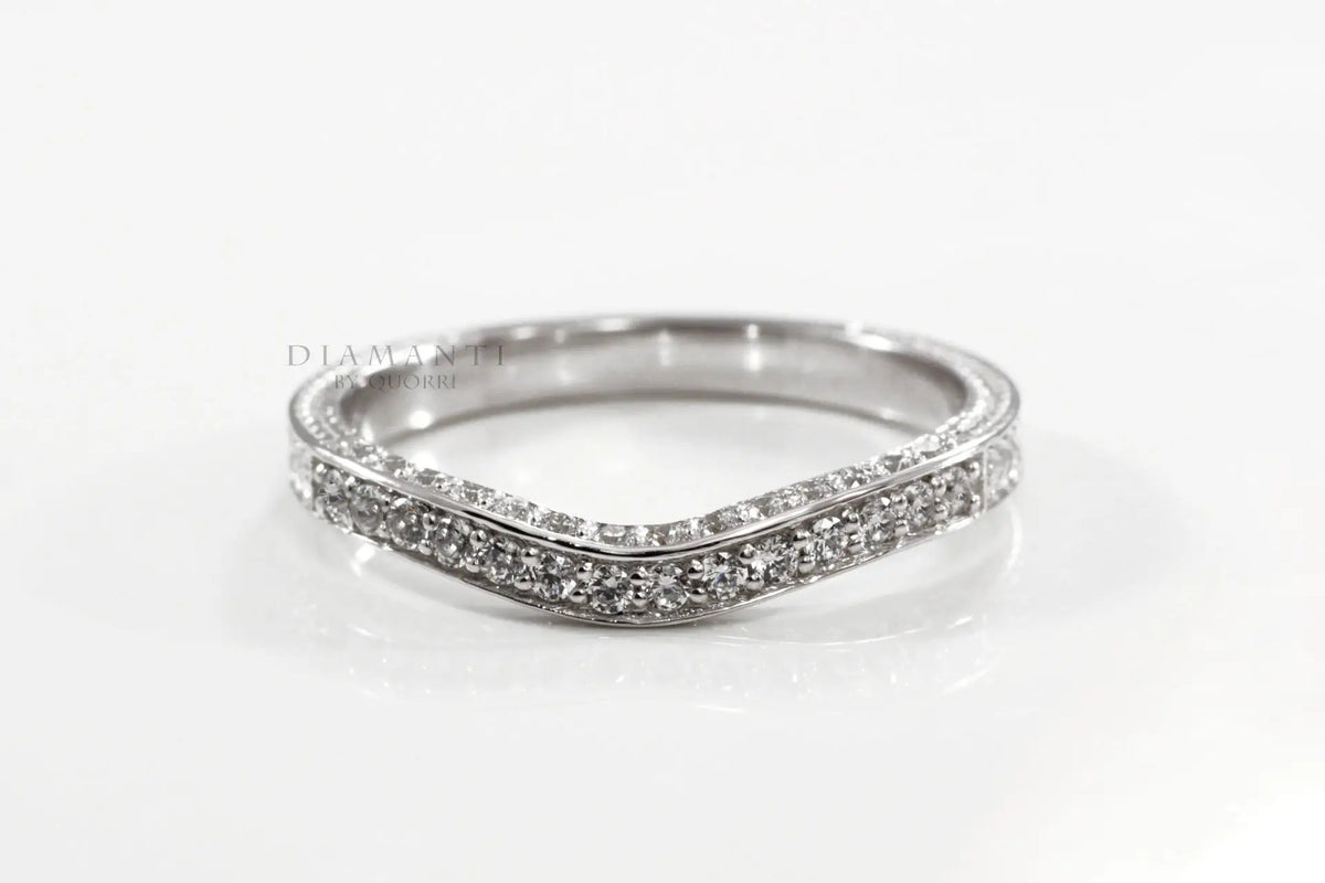 antique round accented lab diamond wedding band at Quorri