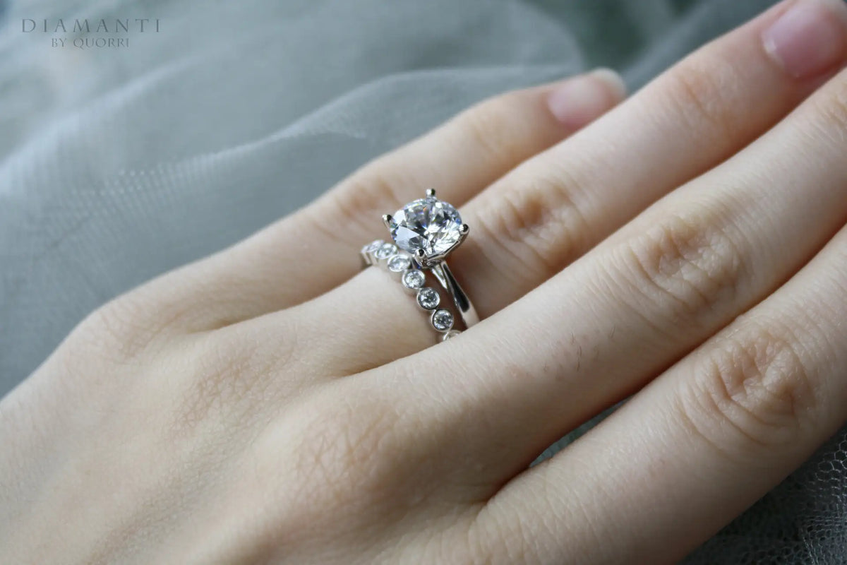 affordable gold round lab grown diamond solitaire engagement ring set Canada