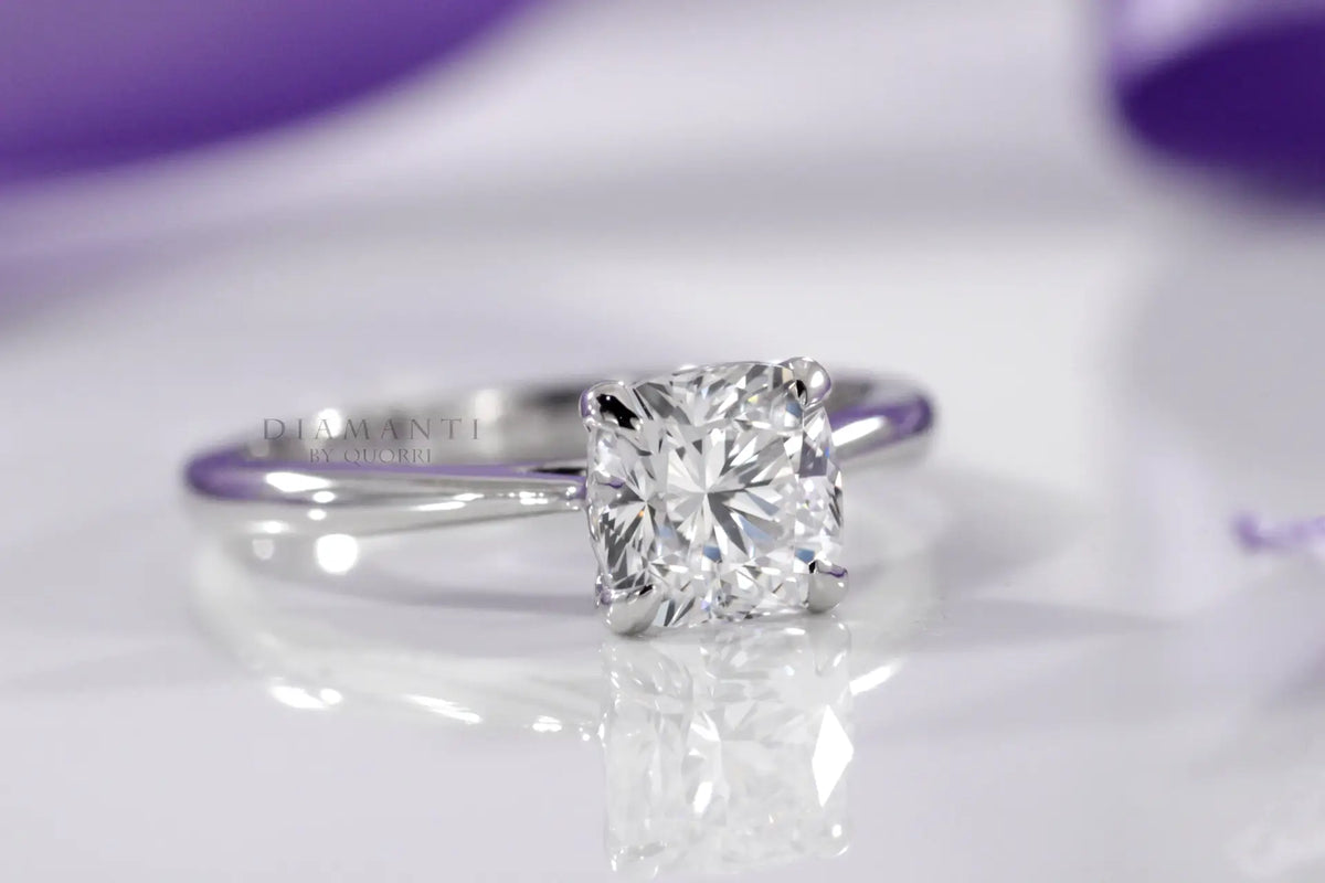 affordable cushion cut lab grown diamond solitaire engagement ring