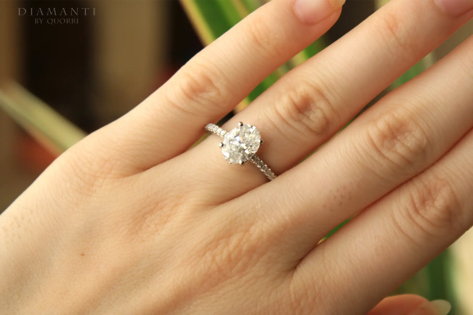 vintage accented oval lab diamond engagement ring Quorri