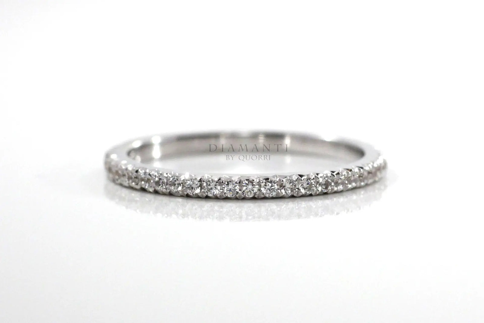 affordable designer 14k white gold lab diamond wedding bands at Quorri
