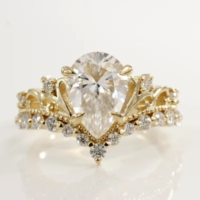 vintage antique pear diamond solitaire engagement ring