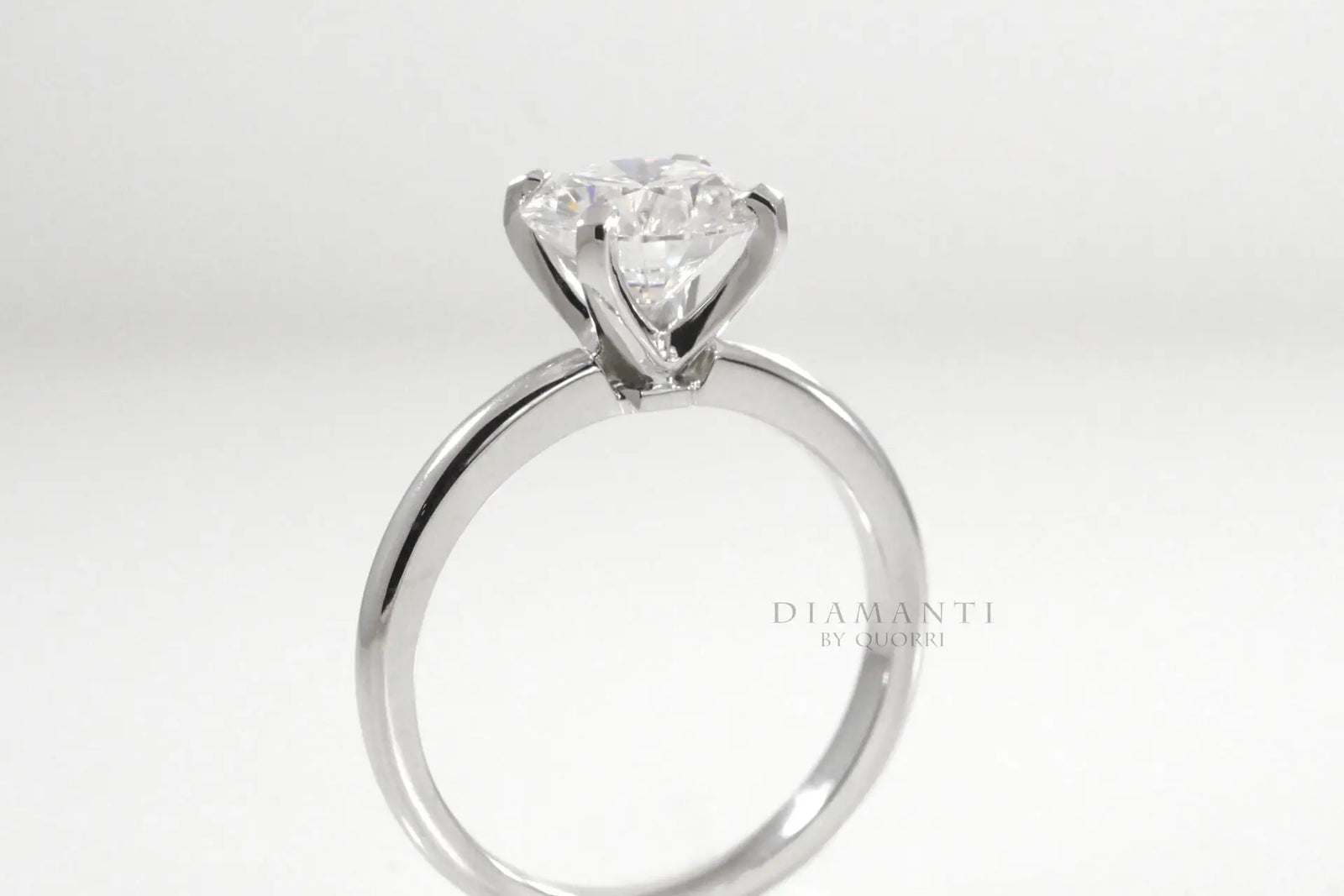 designer 4 prong 18k yellow gold round lab grown diamond engagement ring Quorri