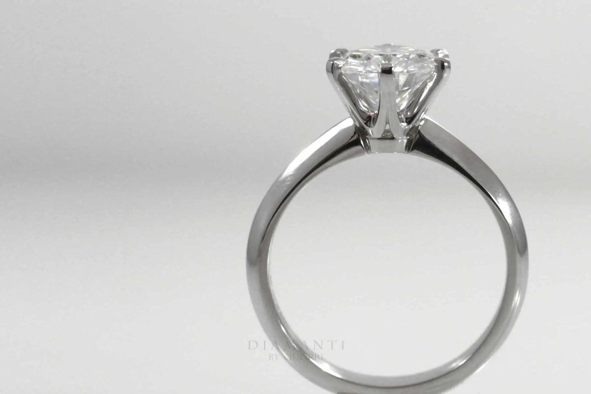 platinum six prong tiffany inspired round lab diamond solitaire engagement ring