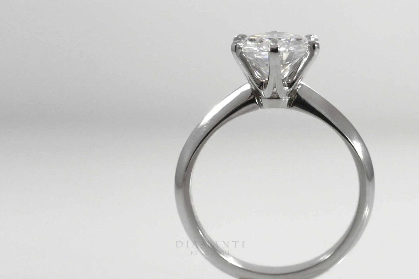 platinum six prong tiffany inspired round lab diamond solitaire engagement ring