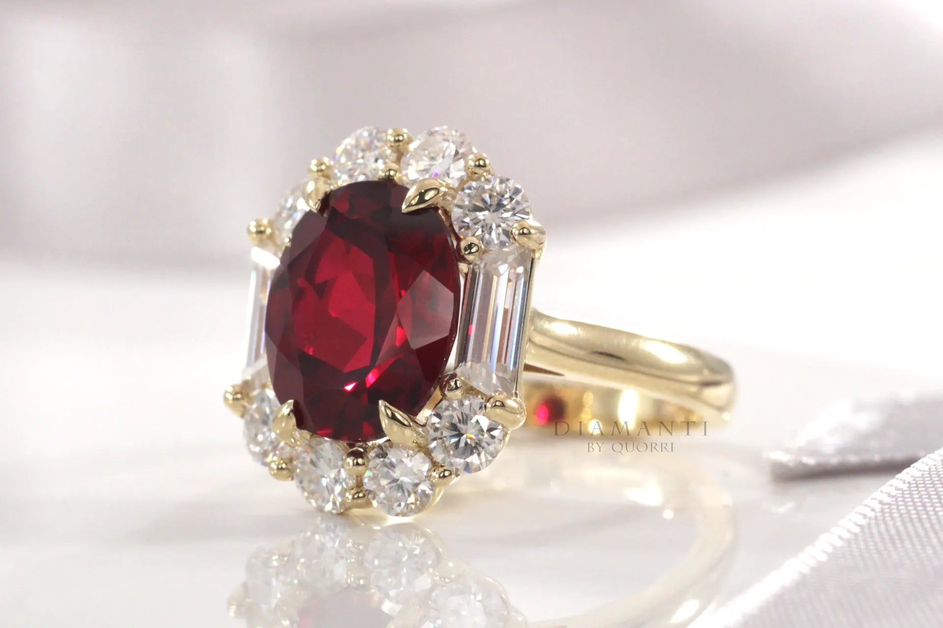 3 carat designer vintage oval blood red ruby engagement ring Quorri Canada