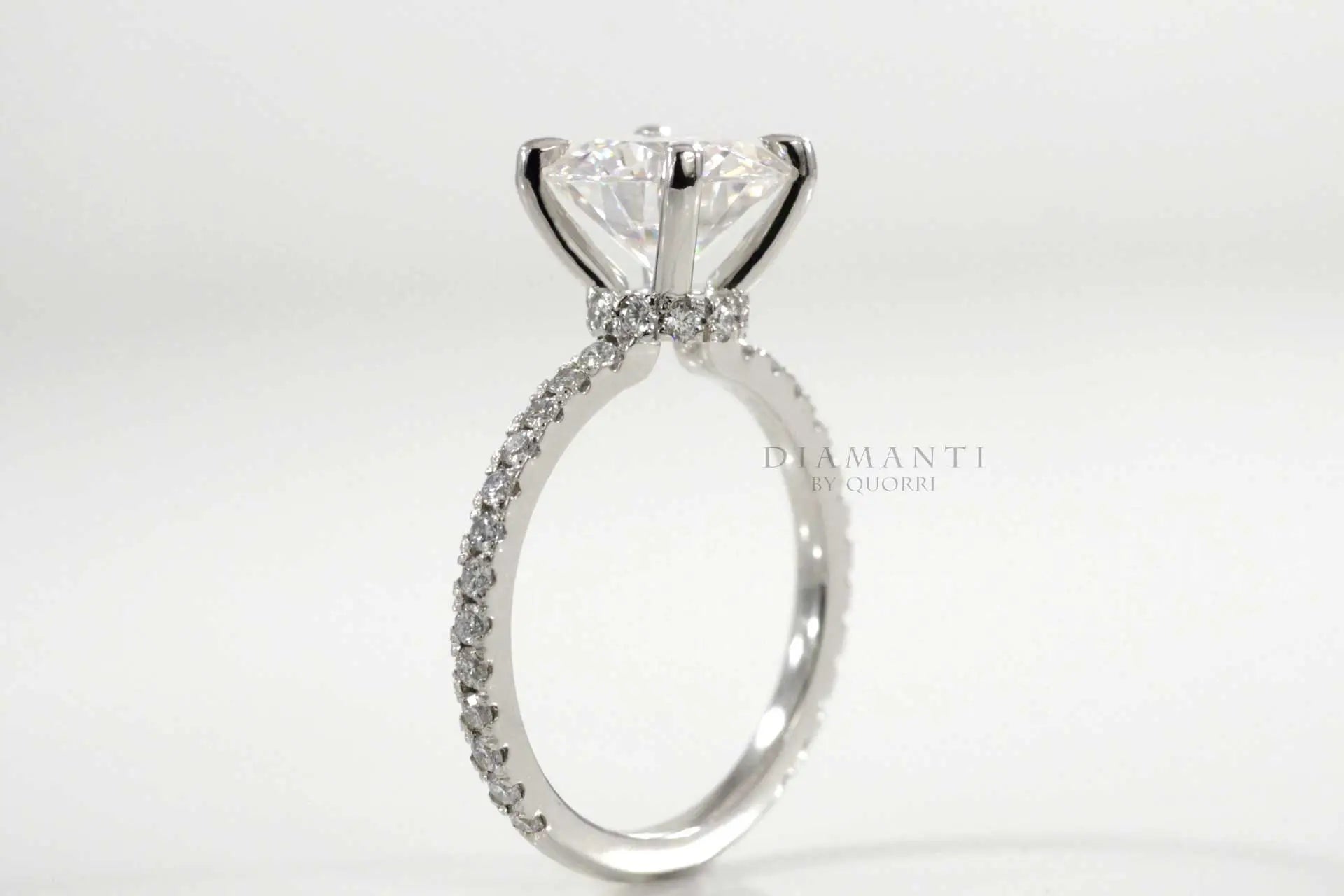 affordable 14k white gold accented 2.5 carat princess lab grown diamond engagement ring Quorri