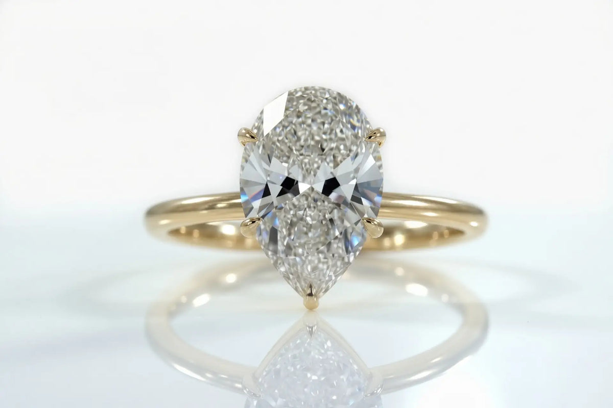 Genesis 2 carat lab diamond pear solitaire engagement ring in 14k yellow gold - Quorri