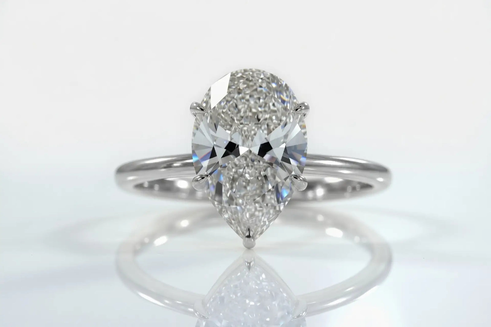 Genesis 2 carat lab diamond pear solitaire engagement ring in 14k yellow gold - Quorri