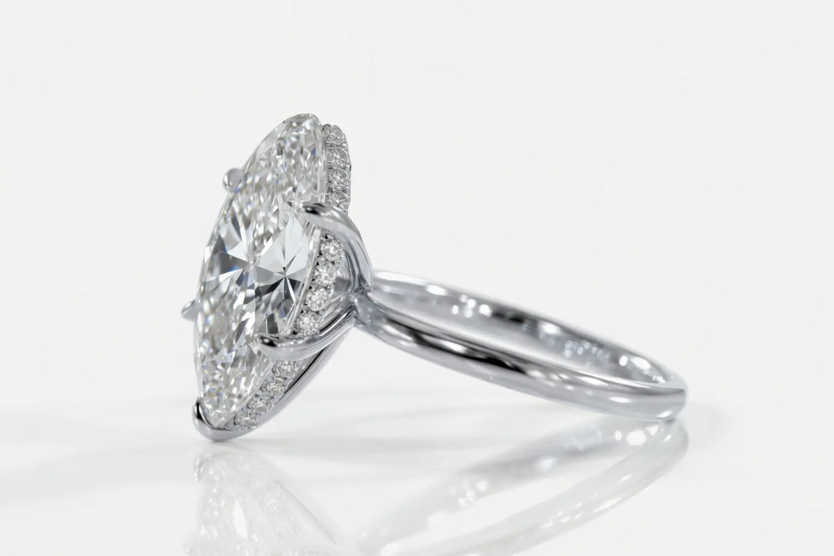 Genesis 2 carat hidden halo lab diamond pear cut solitaire engagement ring in yellow gold - Quorri