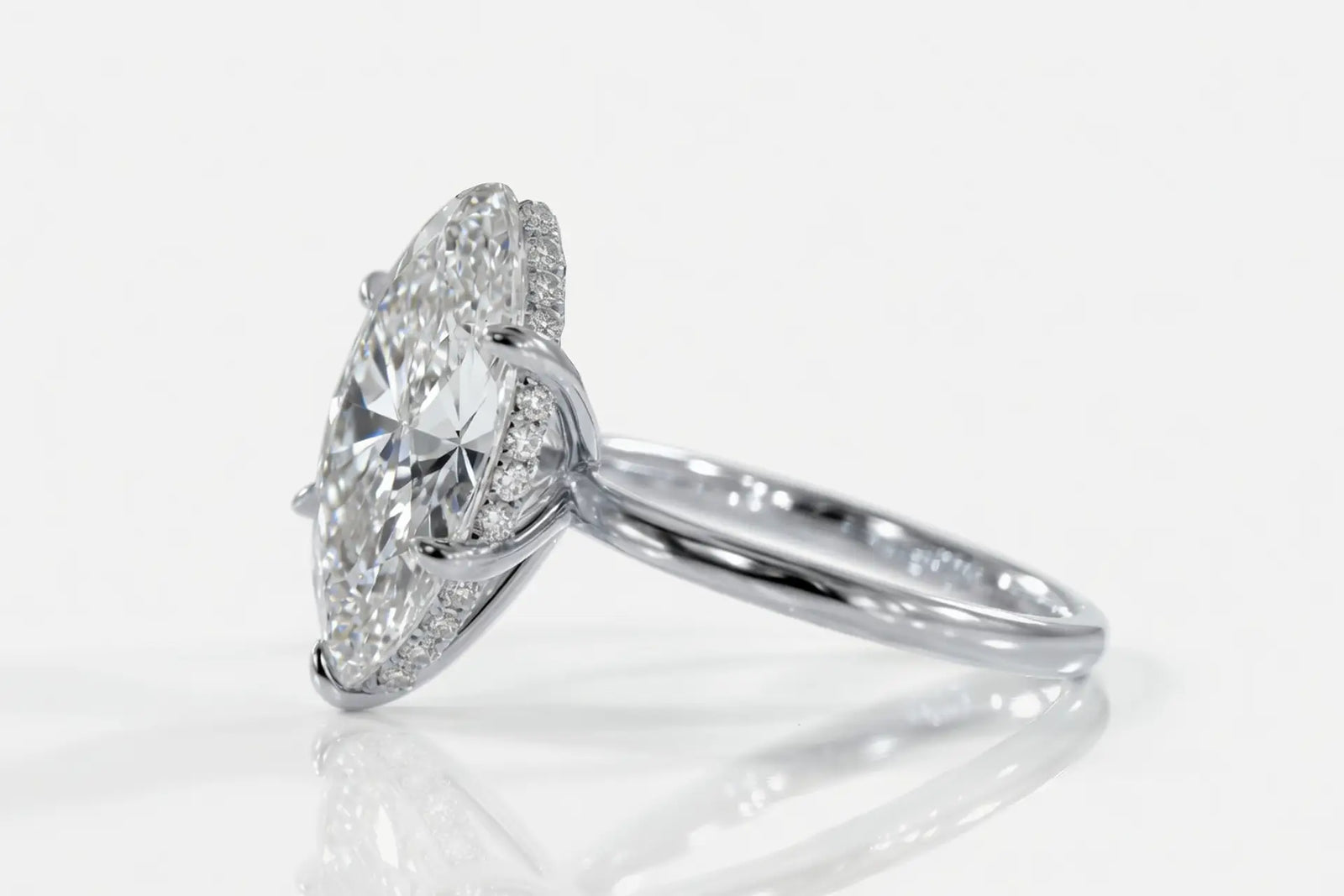Genesis 2 carat hidden halo lab diamond pear cut solitaire engagement ring in yellow gold - Quorri