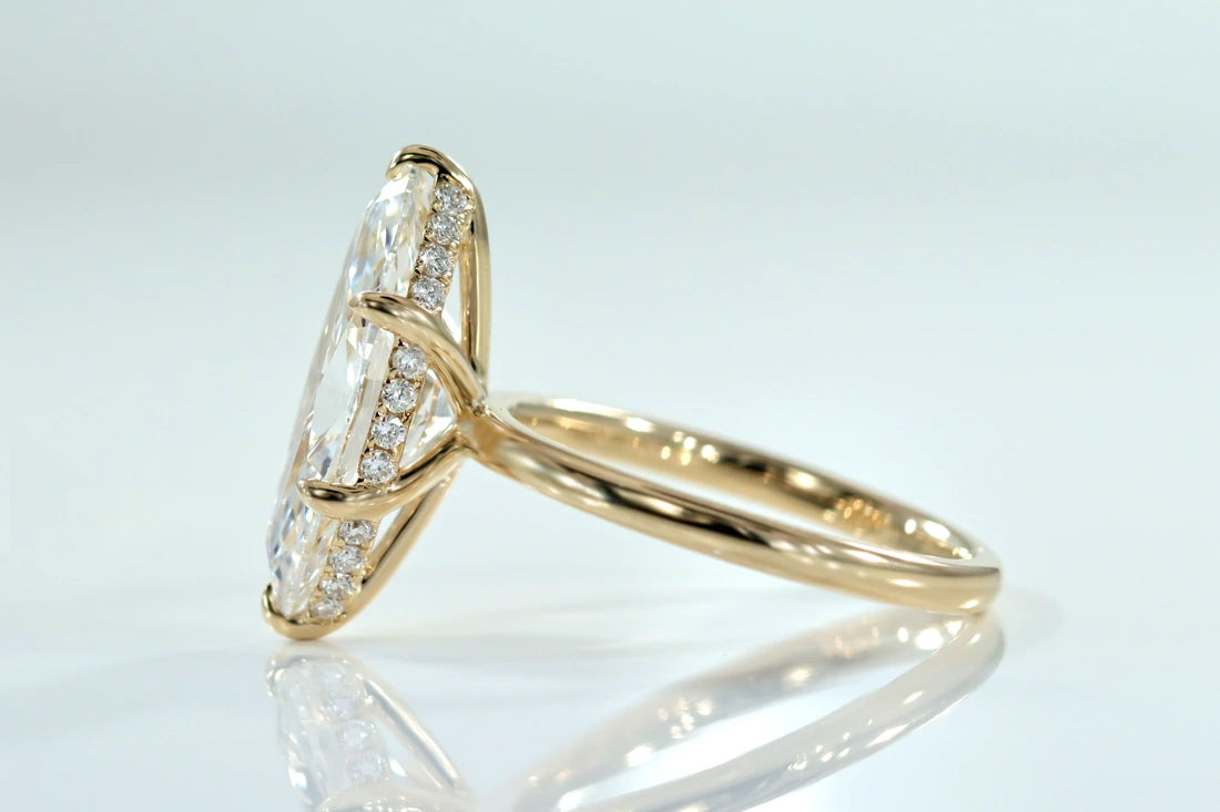 Genesis Marquise Lab Diamond Engagement Ring Angled View 14k Yellow Gold Quorri